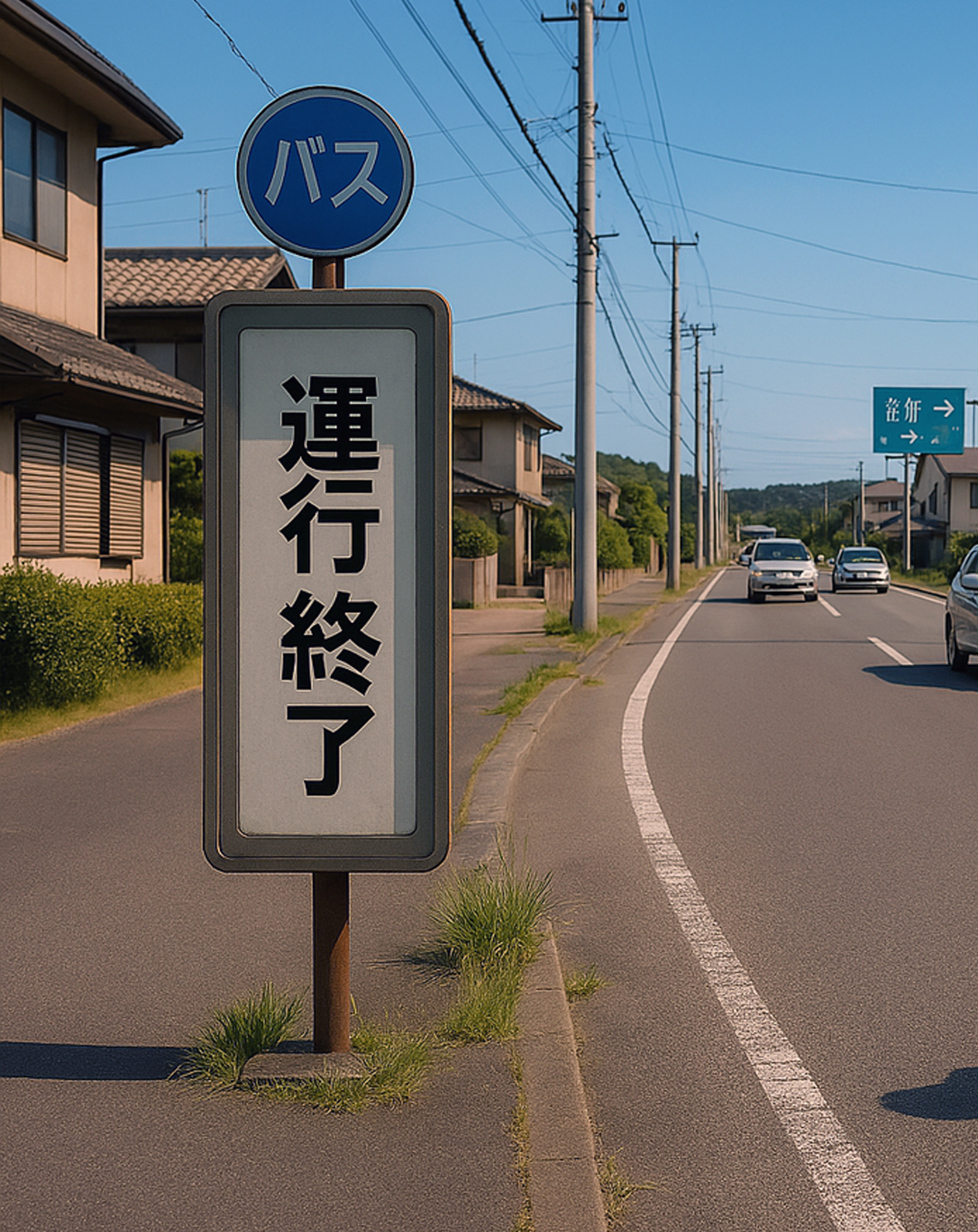 「渋滞と公共交通不足がもたらす停滞スパイラル30年後の未来」 | 生成AIが作成した、もしも八千代市が課題を放置した場合の10年後の未来イメージ | 大沢かずはる
